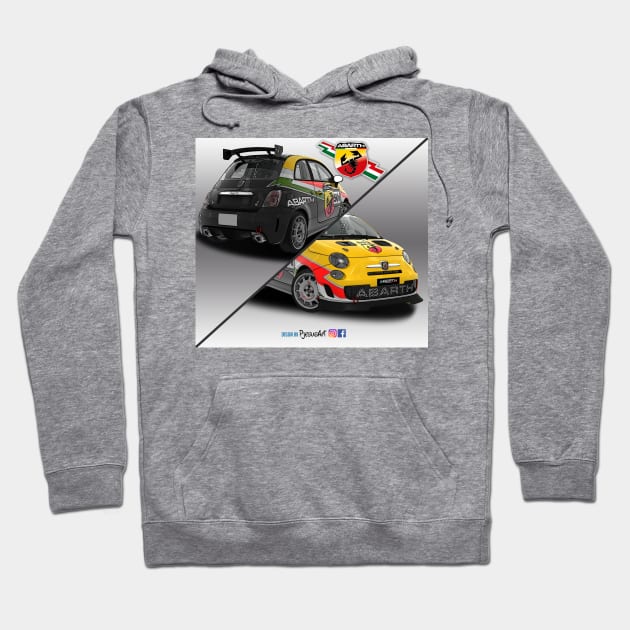 ABARTH 500 Yellow red white Hoodie by PjesusArt